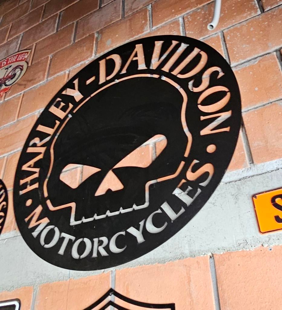 Harley Davidson zwarte metalen skull logo, Enlèvement