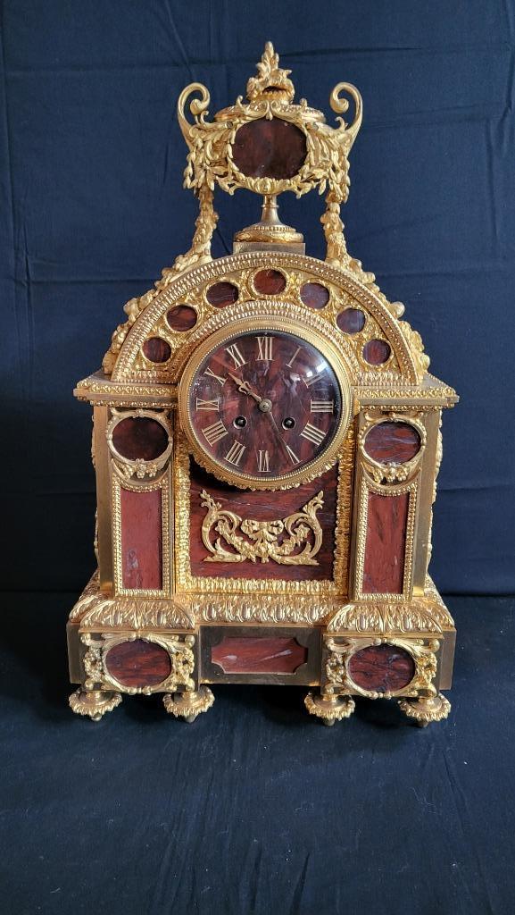 (28) Antieke Franse Empire-stijl bronzen schouwklok uit 1890, Antiek en Kunst, Ophalen of Verzenden