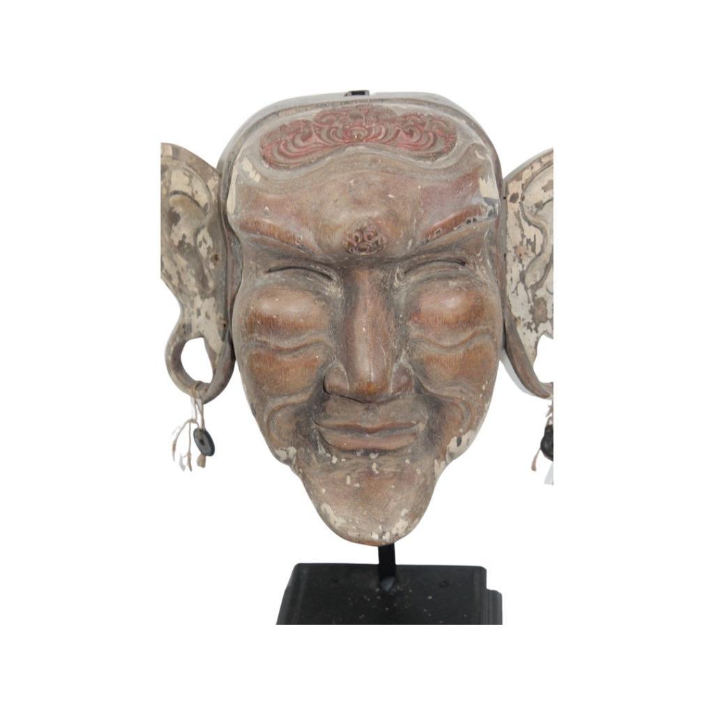 Masque de Théâtre en Bois aux Longues Oreilles, Enlèvement ou Envoi