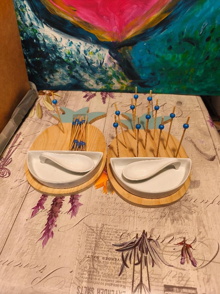 2 plateaux apéritif., Enlèvement ou Envoi, Comme neuf, Ovale, Bois