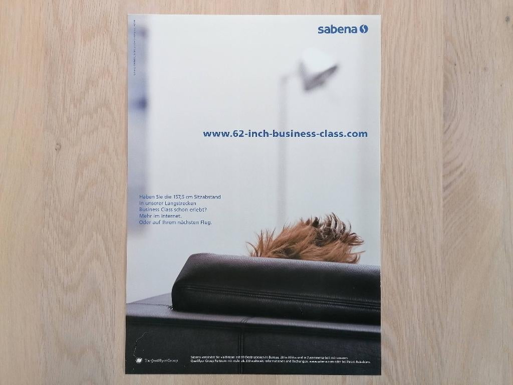 Affiche Sabena Qualiflyer Group des 1990 Man in Lounge E018B, Enlèvement ou Envoi, Neuf