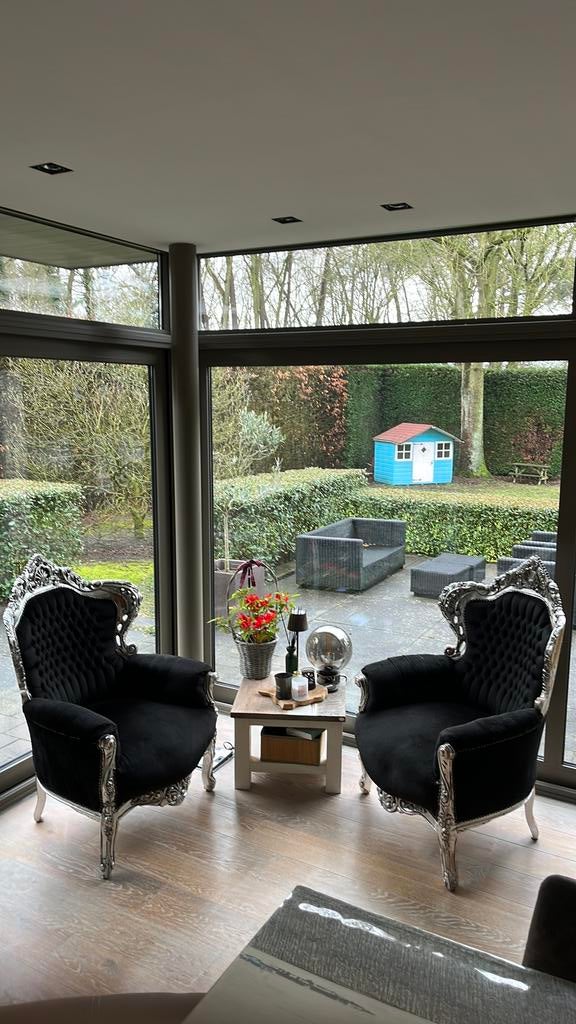 Vintage barok zetels, 2 stuks, zitten heel goed!, Huis en Inrichting, Fauteuils, Gebruikt, Hout, Stof, Ophalen