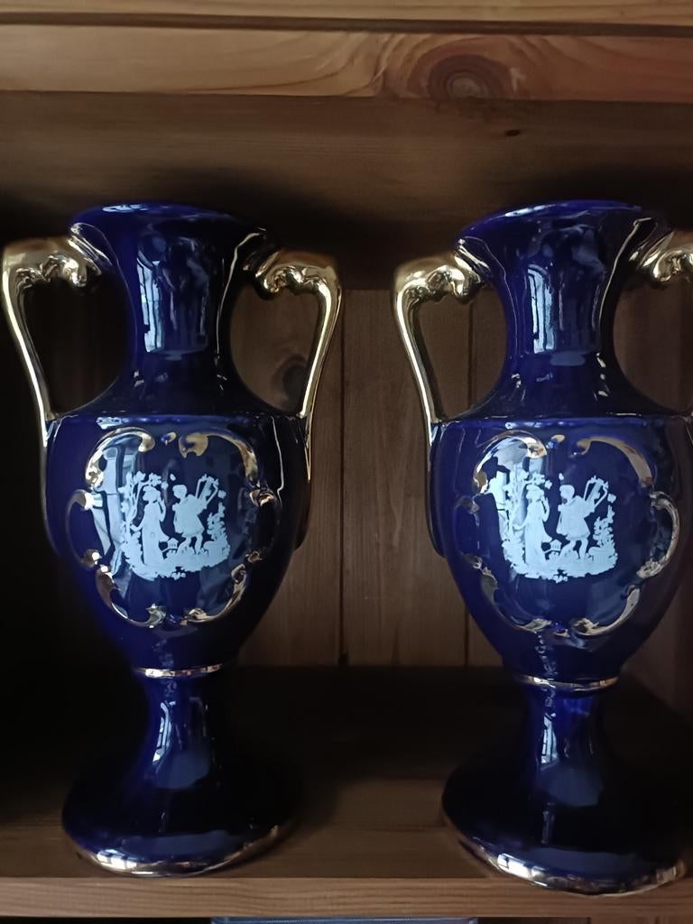 2vases/ amphores bleus Cobalt made italy vintage, Enlèvement