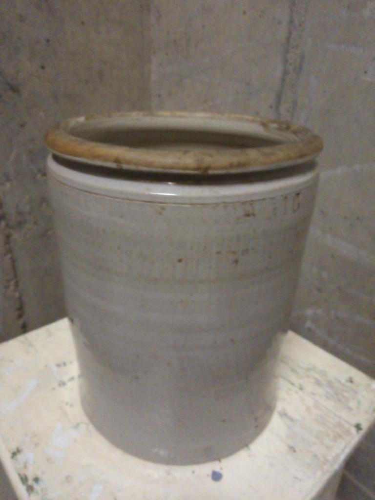 Keulse pot inmaakpot wit grijs H 30 cm antiek brocante, Ophalen of Verzenden