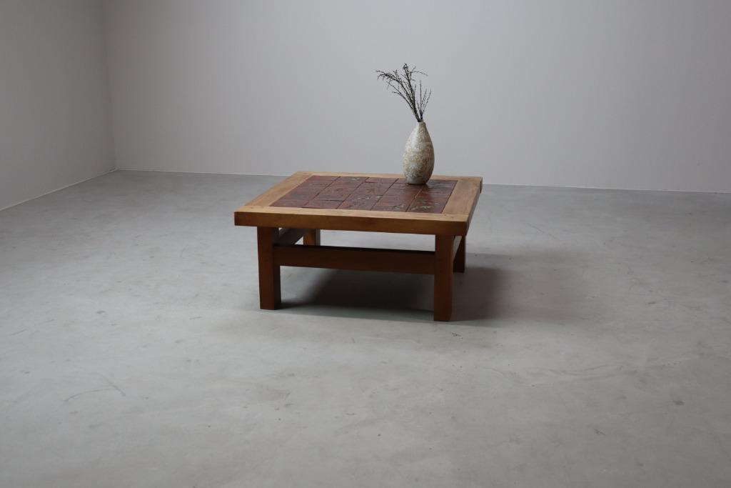 Table basse en céramique botanique du milieu du siècle, Enlèvement, Utilisé, Carré