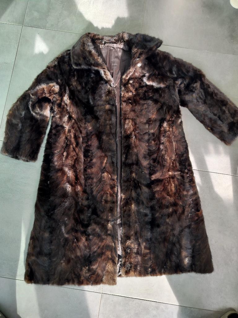 Echte pelsmantel maat M, Ophalen, Maat 38/40 (M), Bruin