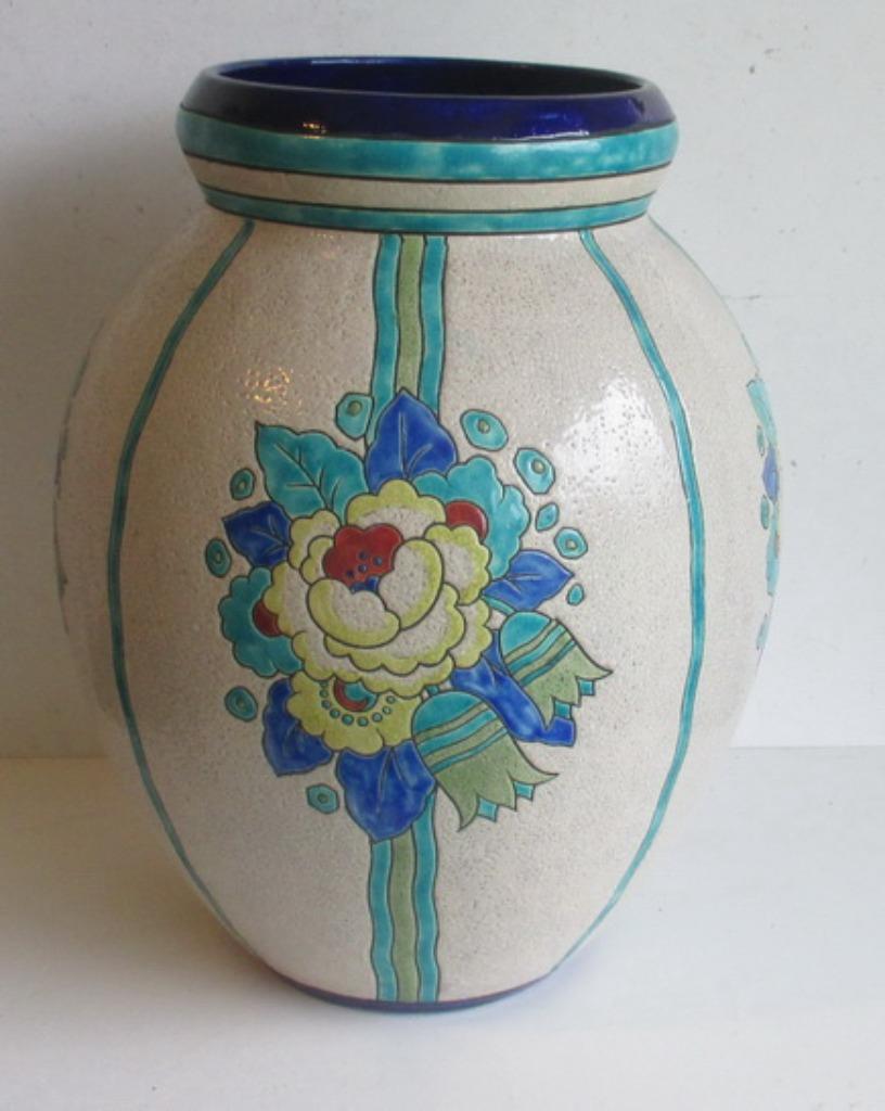 Supergrote Boch Keramis Catteau geometrische bloemen  133, Antiek en Kunst, Verzenden