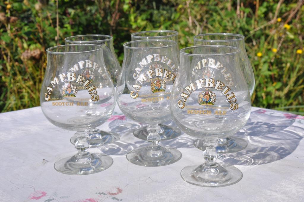 6 verres a bieres sur pied campbells scotch ale, Collections, Marques de bière, Enlèvement ou Envoi, Comme neuf, Verre ou Verres
