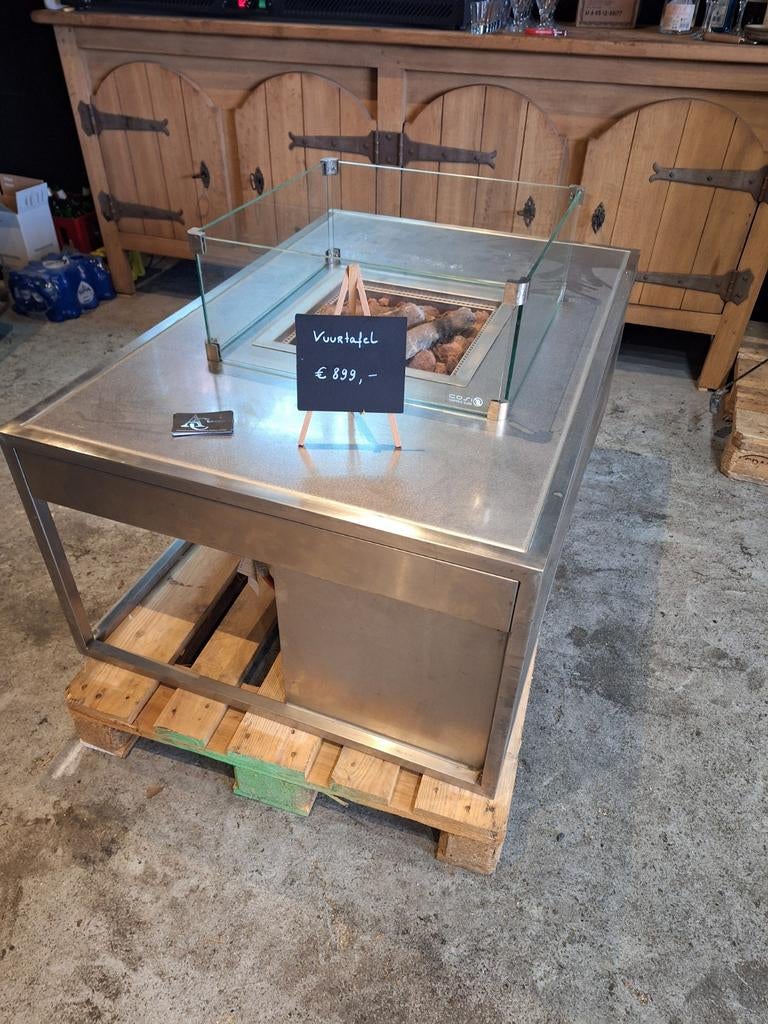 Vuurtafel op gas in inox, Ophalen