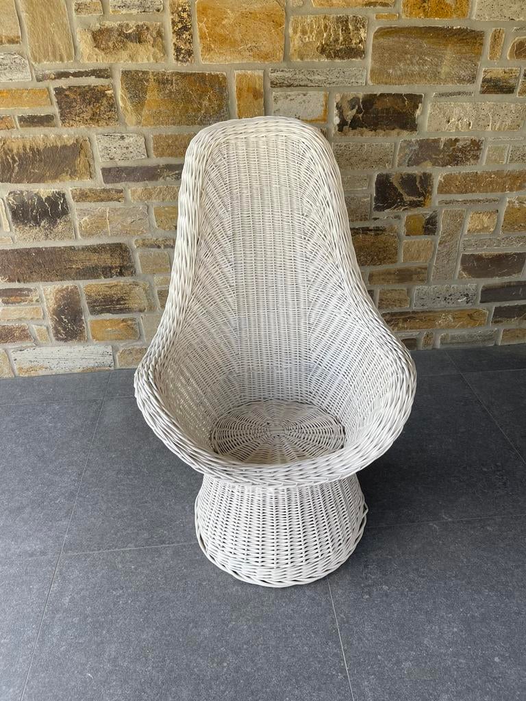 Fauteuil Vintage en osier tressé année 1974., 100% Vintage, Moins de 75 cm, Osier ou Rotin, Comme neuf