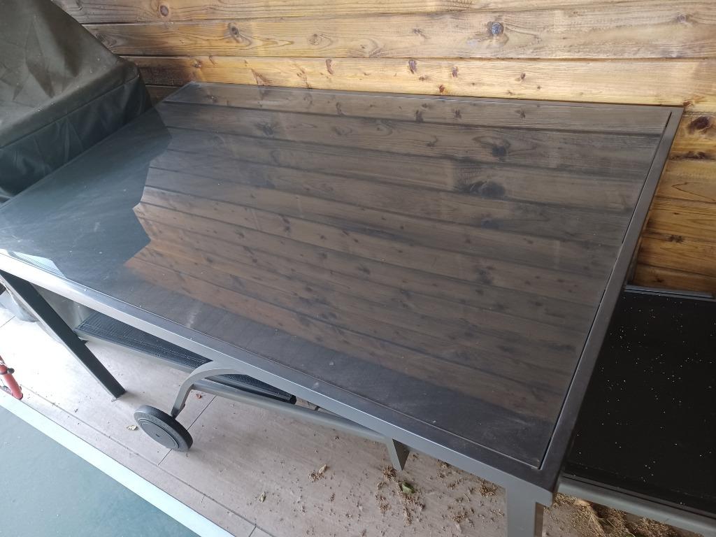 Tuintafel met veiligheidsglas 150 x 90 cm in perfecte staat, Jardin & Terrasse, Tables de jardin, Enlèvement, Comme neuf, Rectangulaire