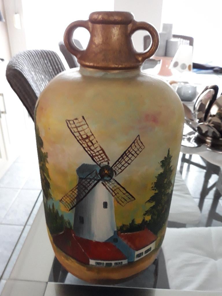 mooie beschilderde vaas 33cm, Antiek en Kunst, Ophalen of Verzenden