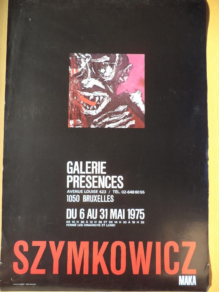 Affiche 1975 Charles SZYMKOWICZ poster expo Gal. PRÉSENCES, Enlèvement ou Envoi