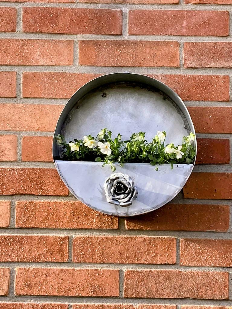 Jardinière murale ronde en zinc - Fait main, Jardin & Terrasse, Neuf, Enlèvement ou Envoi, Rond, Autres matériaux