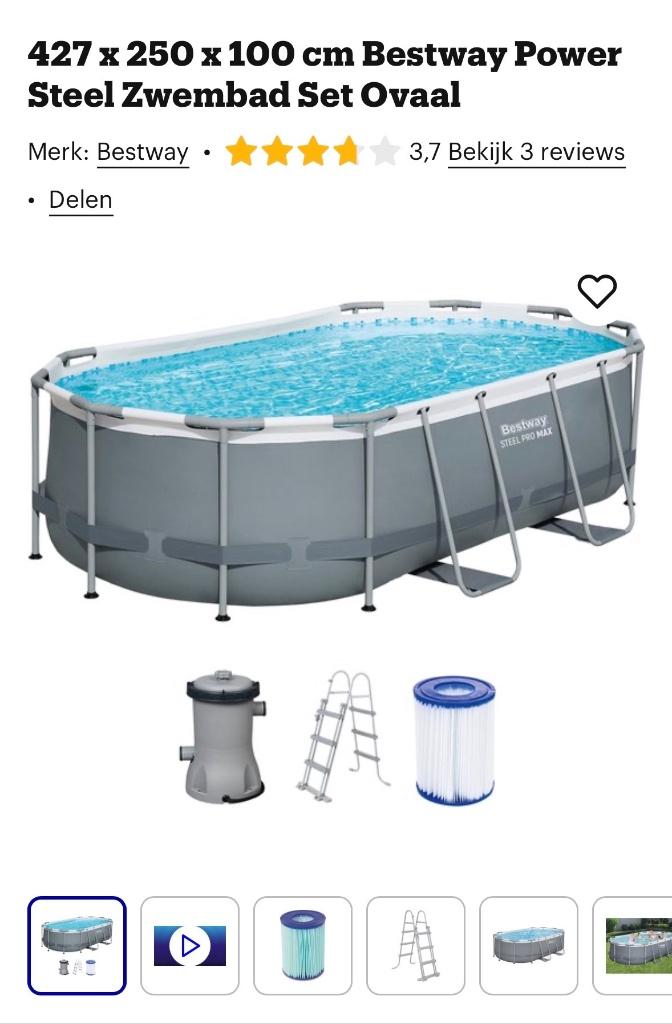 Zwembad 427x250x100, Tuin en Terras, Zwembaden, Ophalen, 200 tot 300 cm, 80 tot 120 cm, Zo goed als nieuw