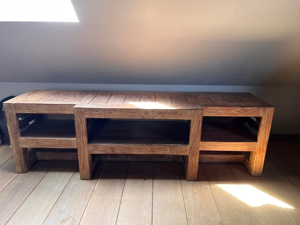 Meuble TV en pin semi massif, Enlèvement, Comme neuf, Pin
