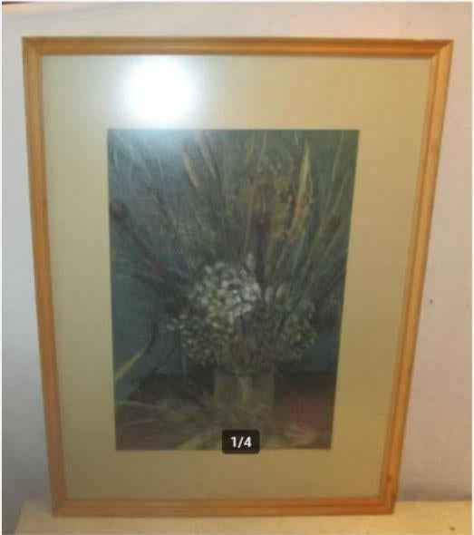 Prachtige Geschilderd Aquarel 'Bloemen in Ketel' - Maes, Antiek en Kunst, Ophalen of Verzenden