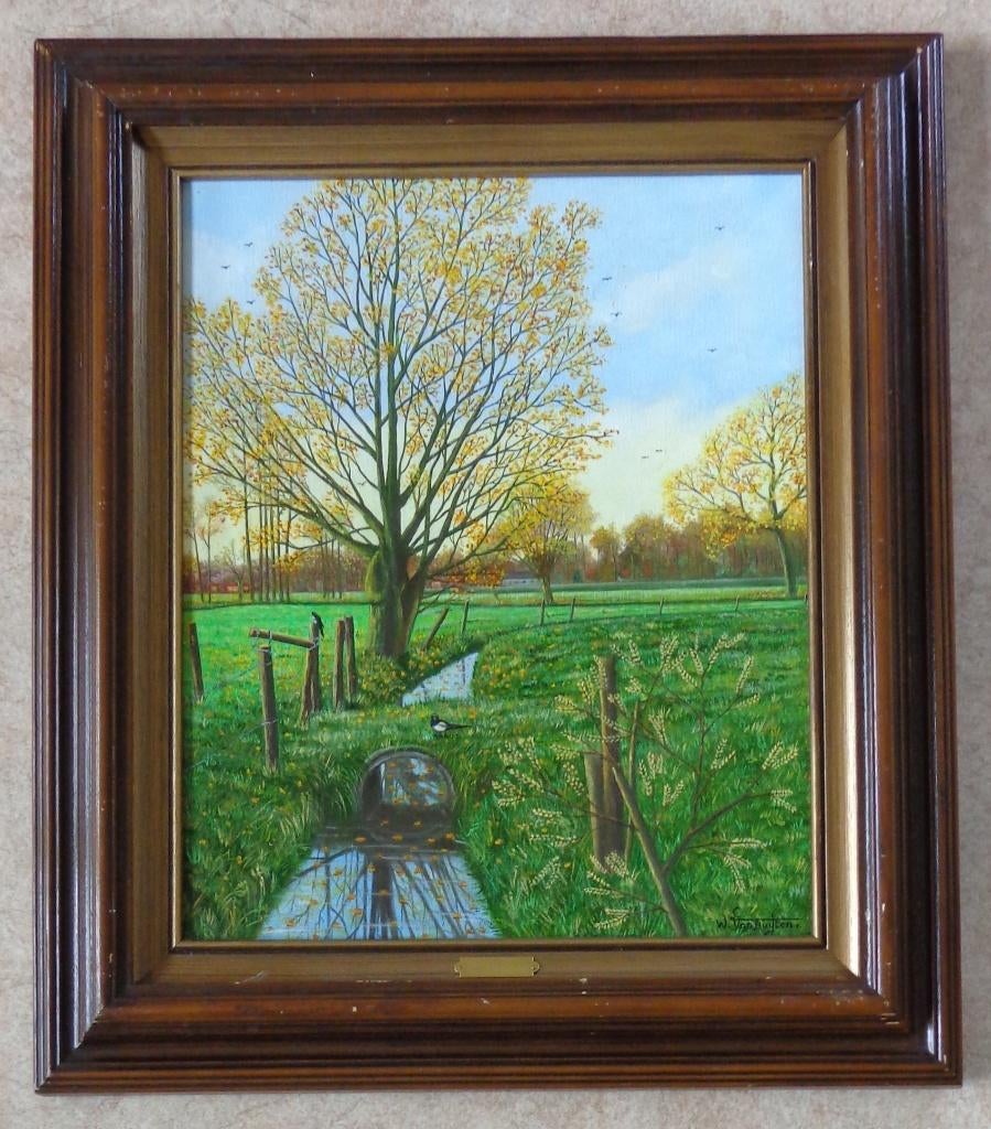 W. VAN BUYTEN / KOUTER HAMME / OLIEVERF DOEK / 75x65cm KADER, Antiquités & Art, Enlèvement