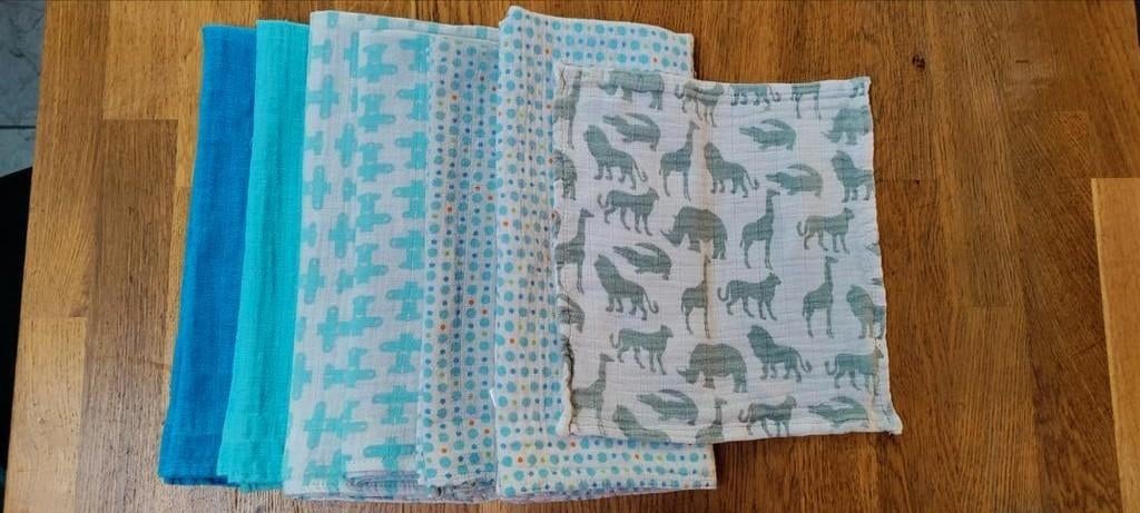 Tetra doeken: pakket van 6 (wit-turquoise-blauw-oranje), Ophalen, Gebruikt, Overige typen