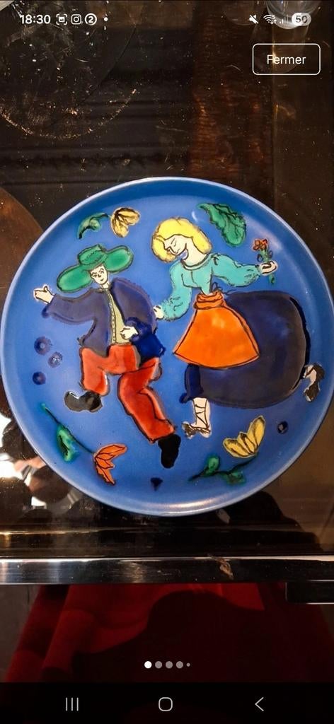 Vintage bord Vallauris Atelier Cerenne, Antiek en Kunst, Ophalen of Verzenden