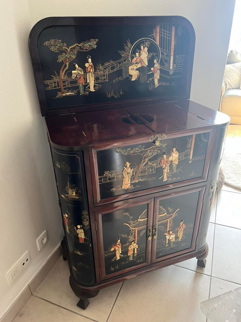 Meuble bar chinois laqué vintage, Enlèvement
