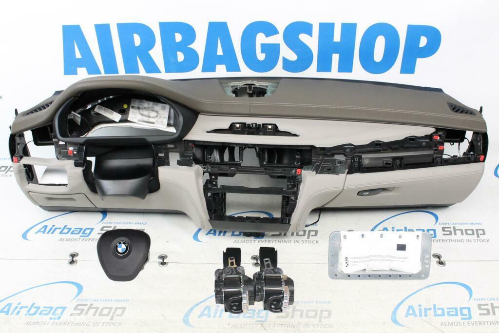 Airbag kit Tableau de bord brun/gris cuir BMW X5 F15, Enlèvement ou Envoi, Utilisé