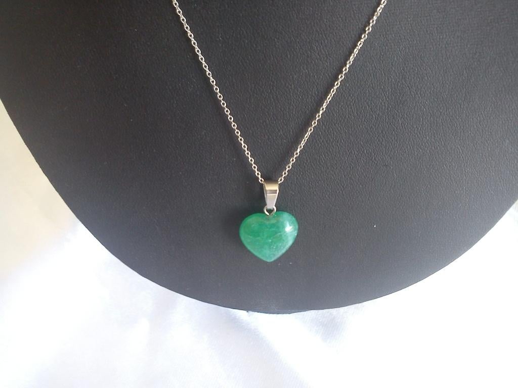 Ketting zilver met Serpentine hartje, Nieuw, Ophalen of Verzenden, Verstelbaar, Groen