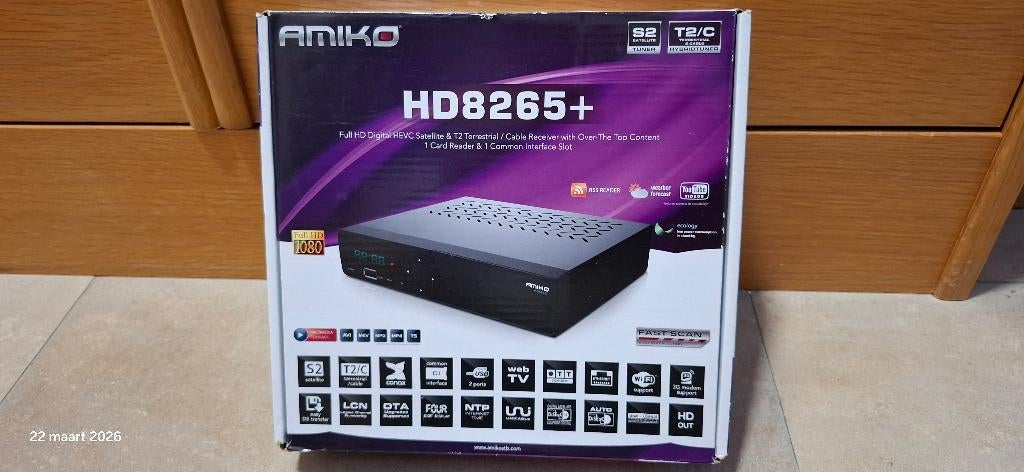 Amiko HD8265+ Full HD satelliet, kabel ontvanger, Audio, Tv en Foto, Schotelantennes, Ophalen of Verzenden, Zo goed als nieuw