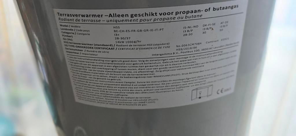 paraplu gas verwarming, Ophalen