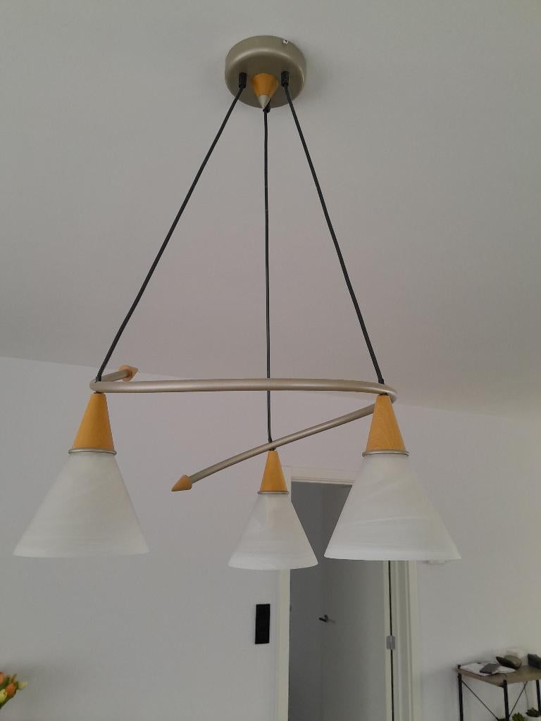 luster plafond verlichting, Huis en Inrichting, Lampen | Kroonluchters, Ophalen, Zo goed als nieuw, Glas