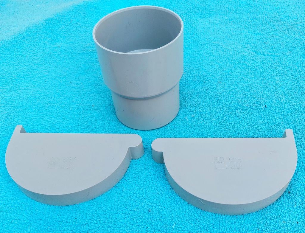 Eindstuk goot G 125 + verbindingsmof dia 80/80mm -Scala, Doe-het-zelf en Bouw, Buizen en Afvoer, Nieuw, Afvoer, PVC, Ophalen of Verzenden