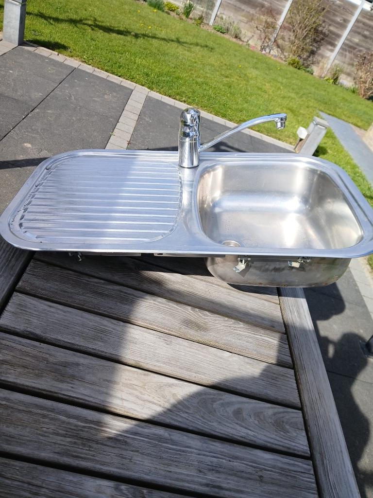 Spoelbak met afdruipgedeelte en kraan, Huis en Inrichting, Keuken | Keukenelementen, Ophalen, Gebruikt