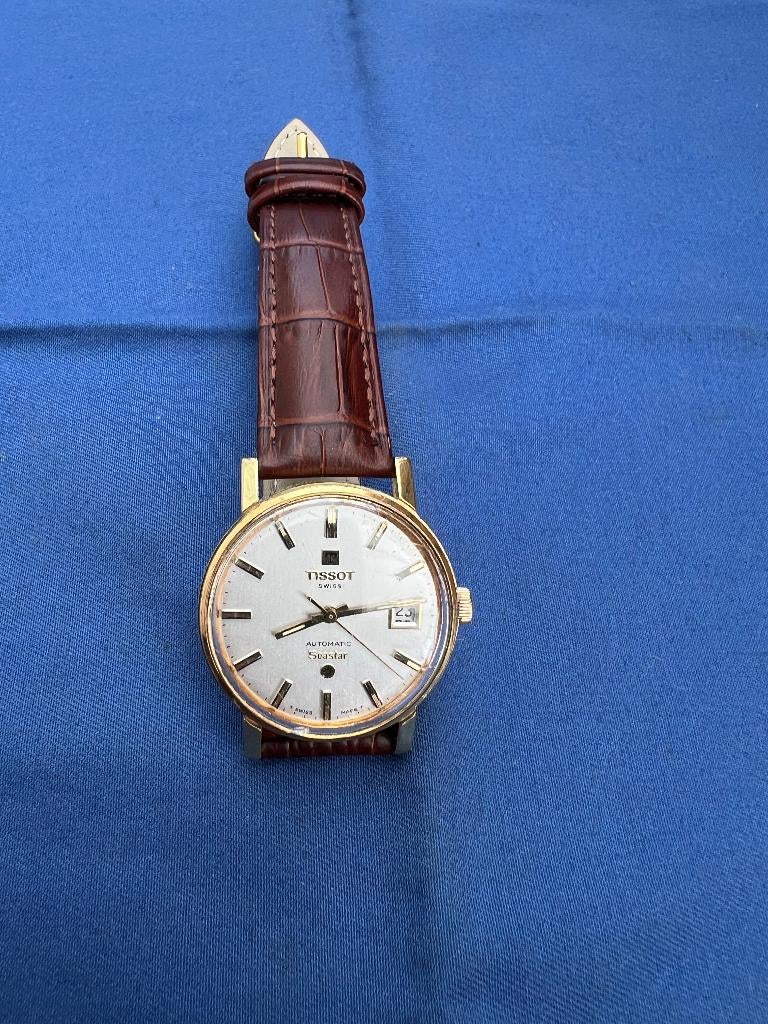 Tissot Swiss Automatic Seastar Vintage Herenhorloge, Montre-bracelet, Autres marques, Cuir, Comme neuf