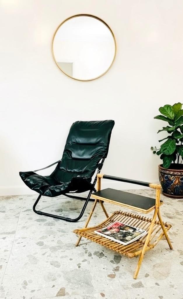 Fauteuil lounge vintage en cuir - Fiesta (Fiam), Maison & Meubles, Enlèvement, Utilisé, Cuir