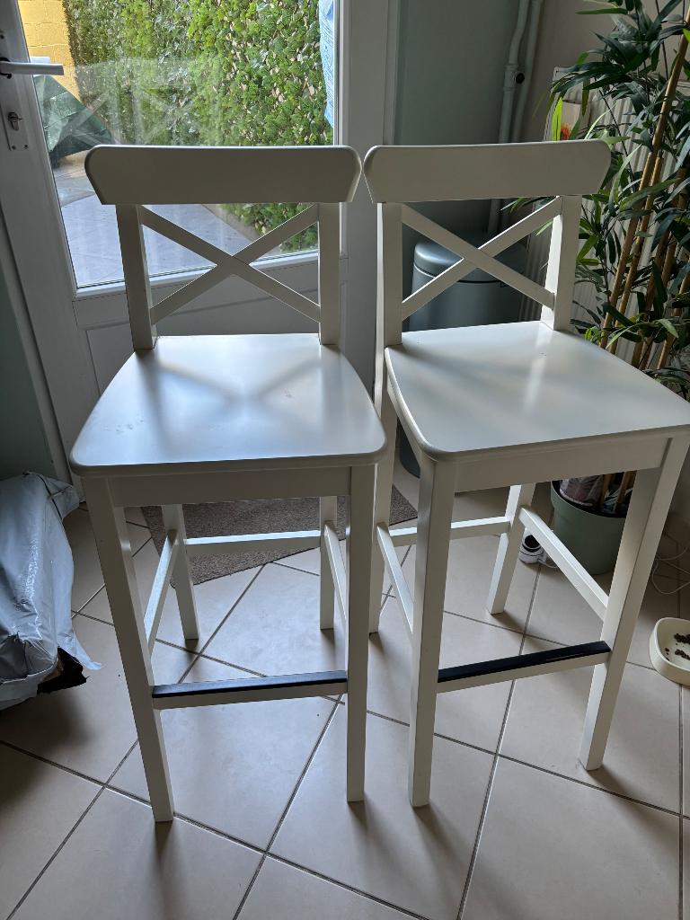 IKEA ingolf hoge stoel / Barkruk, Ophalen, Gebruikt, Twee, Wit