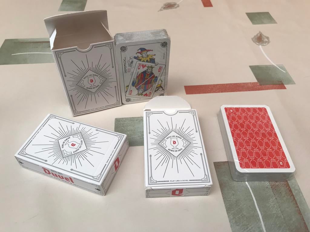 Deux cartes à jouer, 3 pour 15€, Collections, Marques de bière, Neuf, Autres types, Duvel, Enlèvement ou Envoi