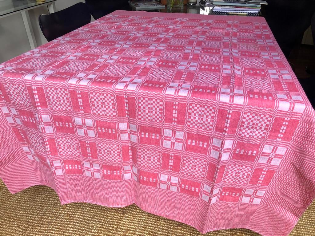 Grande nappe en lin, Maison & Meubles, Enlèvement ou Envoi, Utilisé, Rectangle, Intérieur