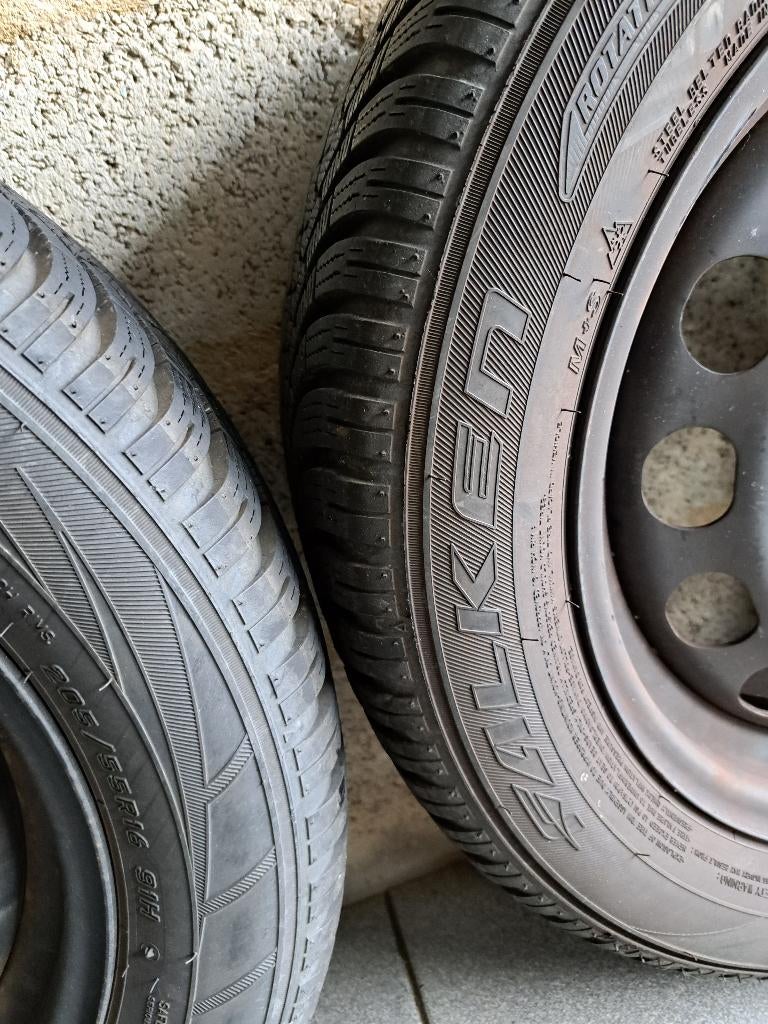 4 Winterbanden op velg 205/55R16 91H, Ophalen, Gebruikt, 16 inch, Banden en Velgen