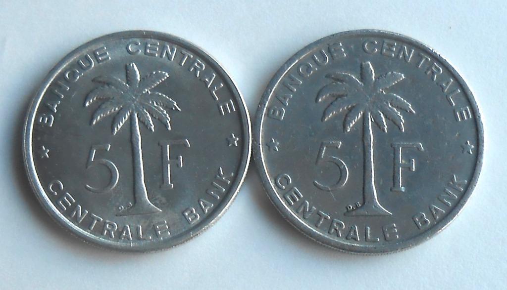 2 munten Belgisch Congo - Ruanda-Urundi 1956 - 1958, Verzenden, België, Losse munt