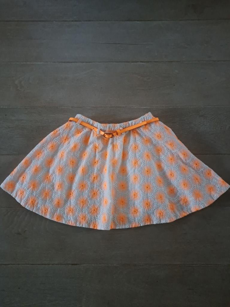 Wit, oranje rok met riem JBC 134, Meisje, Ophalen of Verzenden, Zo goed als nieuw, Jurk of Rok