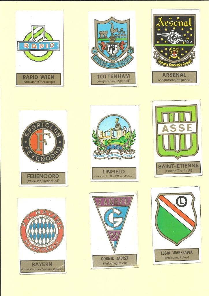 Panini 1972-1973 Emblemen Internationaal - 18 stickers recup, Verzamelen, Stickers, Gebruikt, Sport, Ophalen of Verzenden