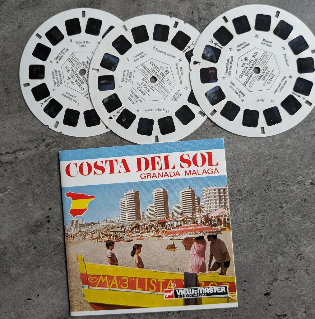 VIEW MASTER COSTA DEL SOL 3 schijven reels C-244, Verzamelen, Ophalen of Verzenden, Zo goed als nieuw