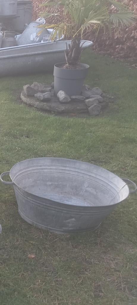 Grote waterdichte ovale zinken kuip met handvaten, Ophalen