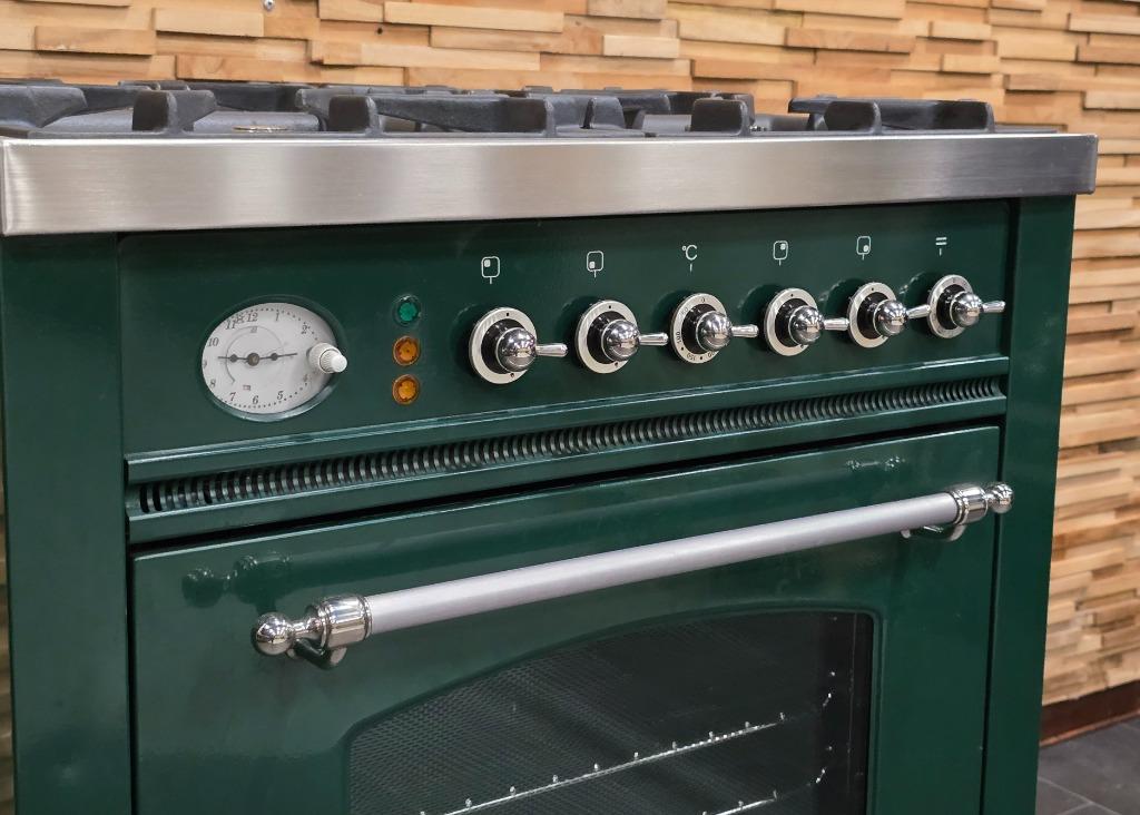 🔥Luxe Fornuis Boretti 70 cm groen + rvs 4 pits 1 oven, Elektronische apparatuur, Fornuizen, 60 cm of meer, Zo goed als nieuw
