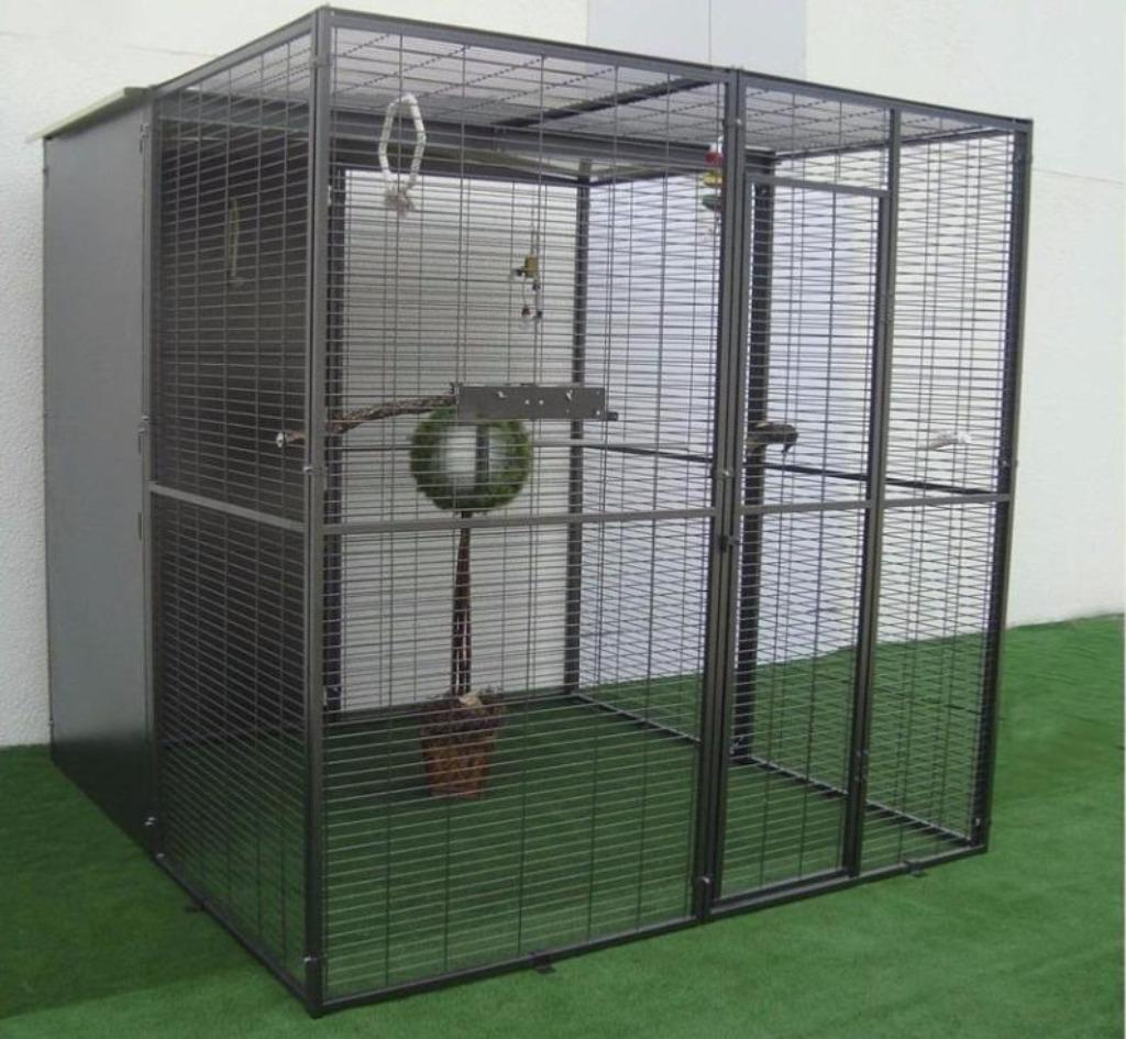 Volière perroquet 2x2x2 m + toit mixte, Verzenden, Nieuw, Metaal, Volière