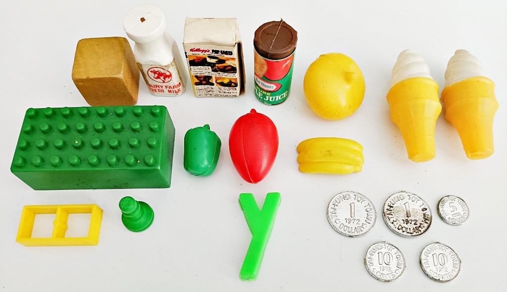 Aliments + accessoires miniatures pour dinette, vintage, Kinderen en Baby's, Speelgoed | Speelkeukens, Gebruikt, Speelkeuken-accessoire