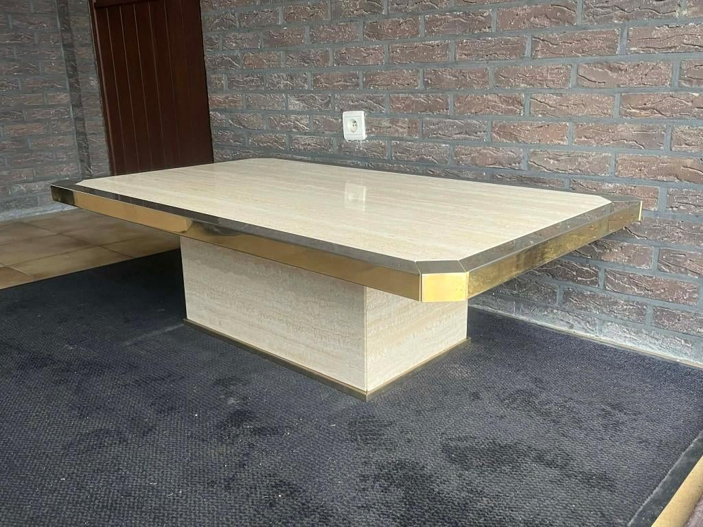 Table basse en travertine/doré 120x70x35, Maison & Meubles, Enlèvement ou Envoi