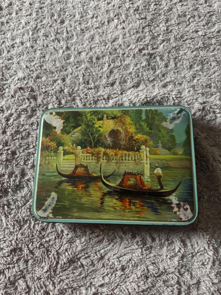 Blikken antieken doos toffee venice, Verzamelen, Ophalen of Verzenden