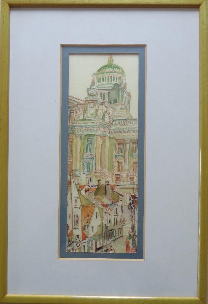 JACQUELINE LEBRUN / JUSTITIEPALEIS BRUSSEL OLIEVERF 47x32cm, Antiquités & Art, Enlèvement ou Envoi