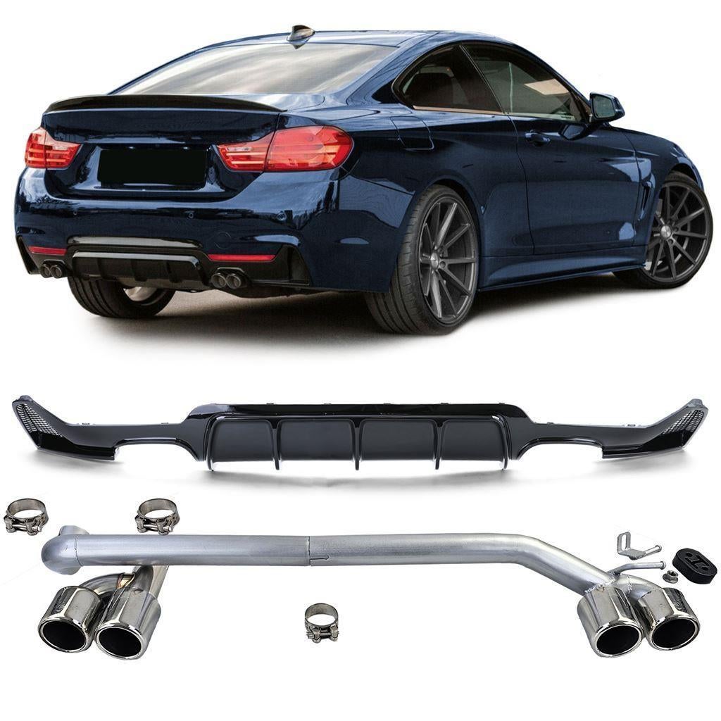 4 X Uitlaat Glans Zwart Diffuser Bmw 4 serie F32 F33 F36 M P, Verzenden